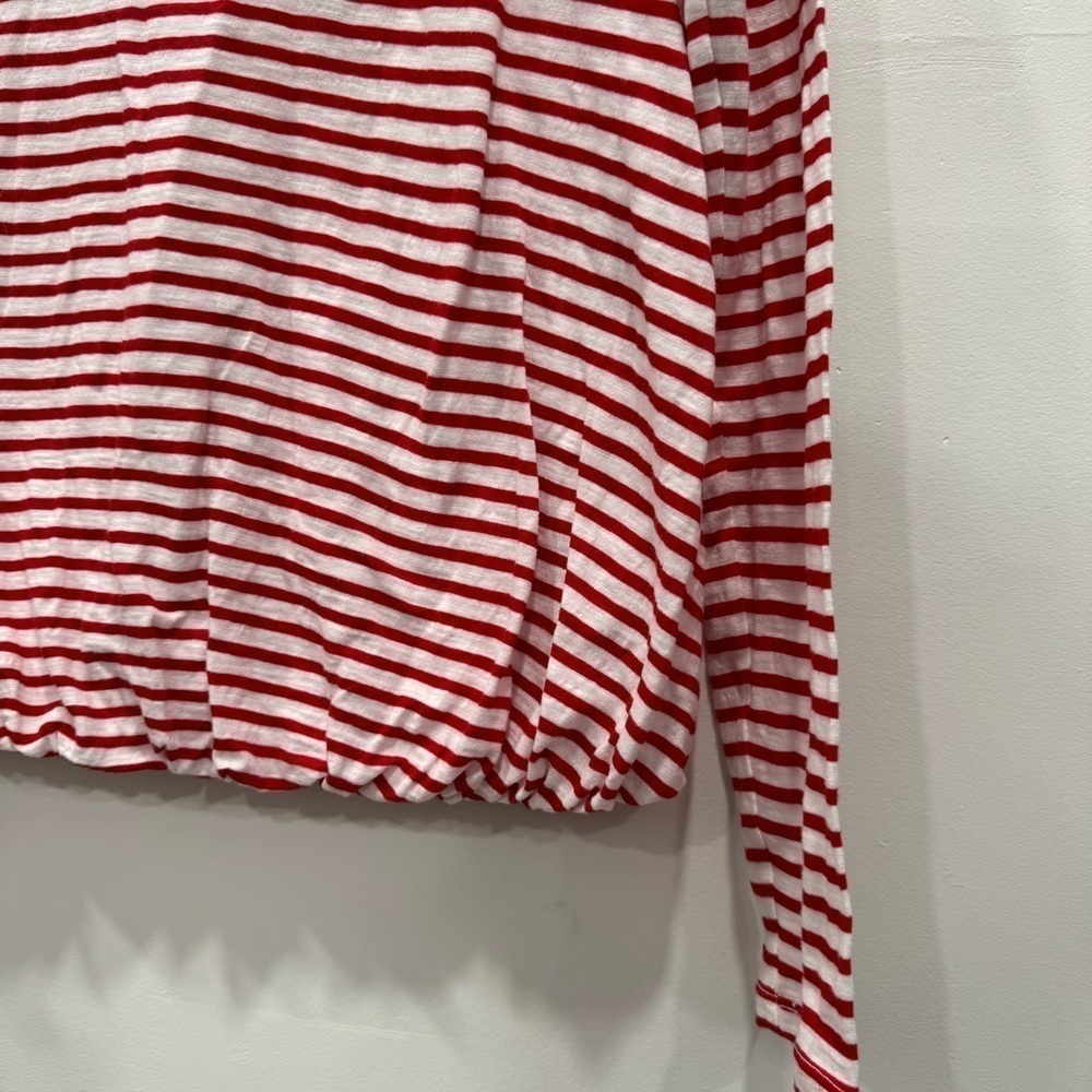 Stateside Red White Stripe Long Sleeve Bubble Hem Top Small - Picture 4 of 6